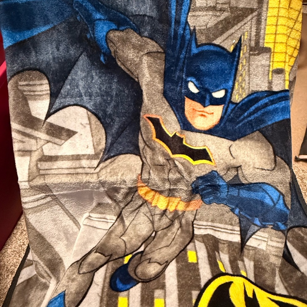 Kids Batman blanket with Blue and Gray Design